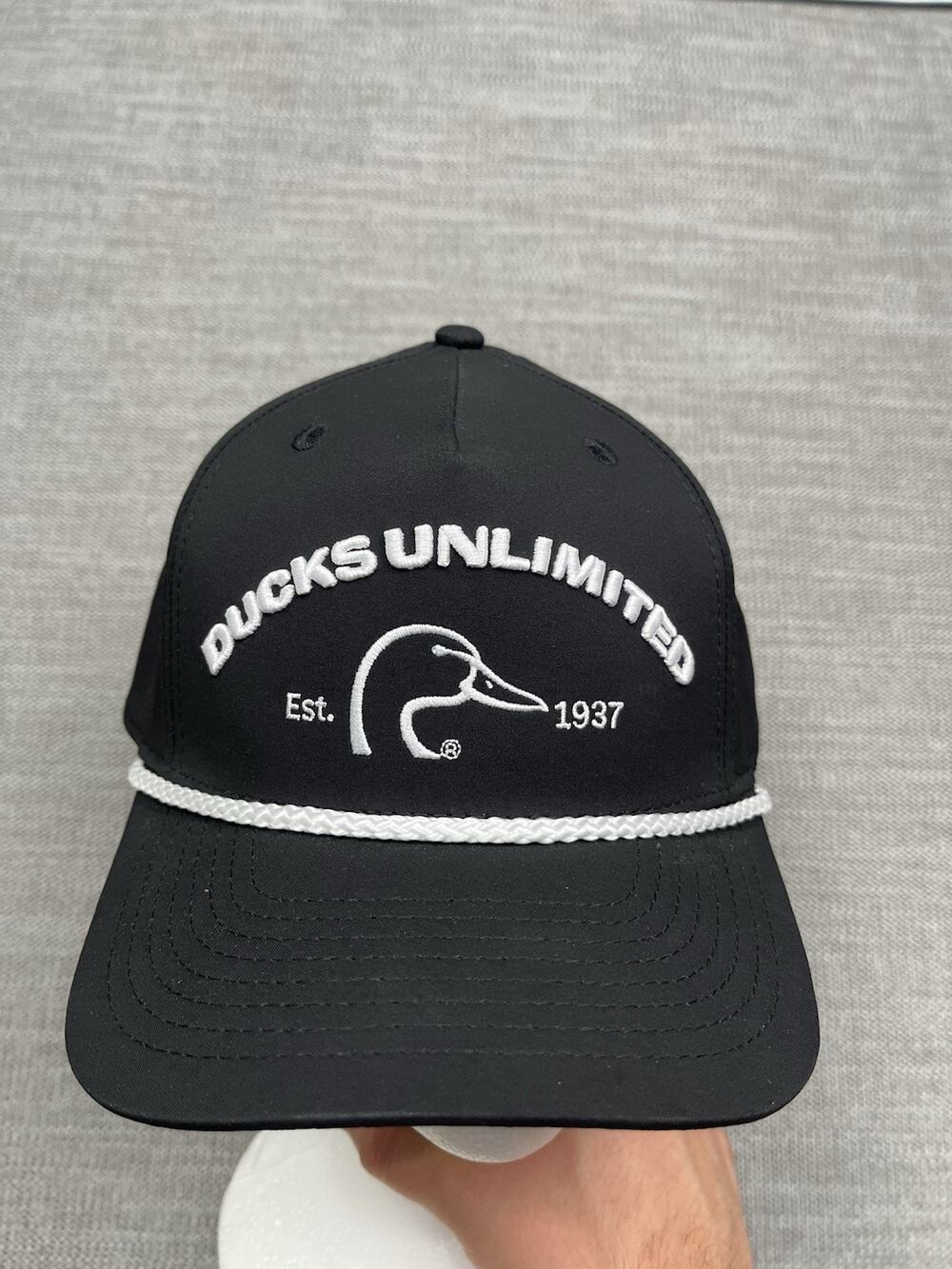 Ducks Unlimited Snapback Rope Hat Black Adjustable Hunting Outdoor